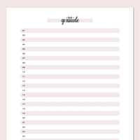 One Daily Gratitude Template - Pink