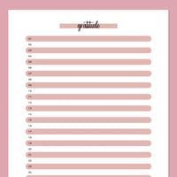 One Daily Gratitude Template - Red