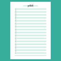 One Daily Gratitude Template - Version 1 Full Page View