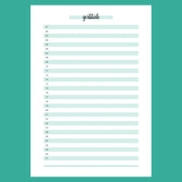 One Daily Gratitude Template - Version 2 Full Page View