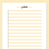 One Daily Gratitude Template - Yellow