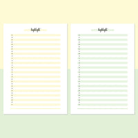 One Daily Highlight Template - Light Yellow and Light Green