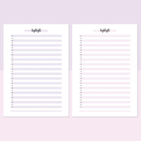 One Daily Highlight Template - Lavendar and Bright Pink