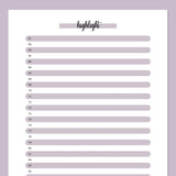 One Daily Highlight Template - Purple