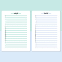 One Daily Highlight Template - Teal and Light Blue