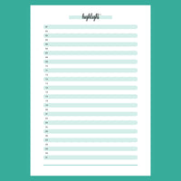 One Daily Highlight Template - Version 1 Full Page View