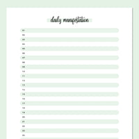 One Daily Manifestation Template - Green