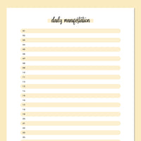 One Daily Manifestation Template - Yellow