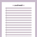 One Daily Proud Moment Template - Purple