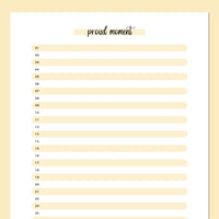 One Daily Proud Moment Template - Yellow