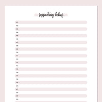 One Daily Supporting Belief Template - Pink