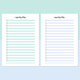 One Daily Supporting Belief Template - Teal and Light Blue