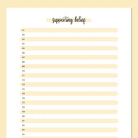 One Daily Supporting Belief Template - Yellow