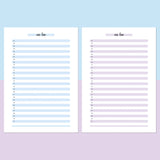 One Line A Day Template - Aqua and Light Purple