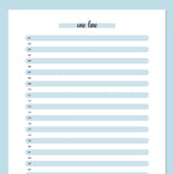 One Line A Day Template - Blue