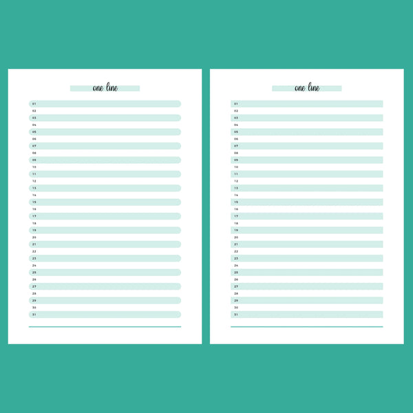 One Line A Day Template - 2 Version Overview