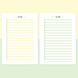 One Line A Day Template - Light Yellow and Light Green