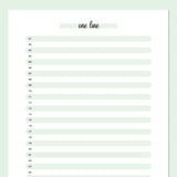 One Line A Day Template - Green