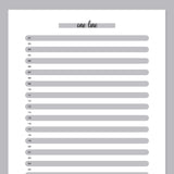 One Line A Day Template - Grey