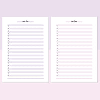 One Line A Day Template - Lavendar and Bright Pink