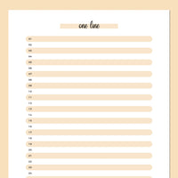 One Line A Day Template - Orange