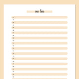 One Line A Day Template - Orange