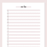 One Line A Day Template - Pink