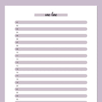 One Line A Day Template - Purple