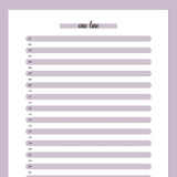 One Line A Day Template - Purple