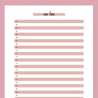 One Line A Day Template - Red