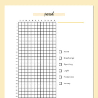 Period Tracker Printable - Yellow