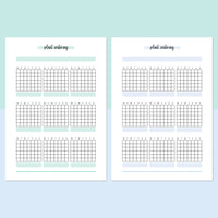 Plant Watering Tracker Journal Template - Teal and Light Blue