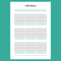 Plant Watering Tracker Journal Template - Version 1 Full Page View