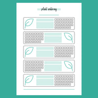 Plant Watering Tracker Journal Template - Version 2 Full Page View