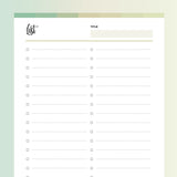 Printable Checklist - Forrest