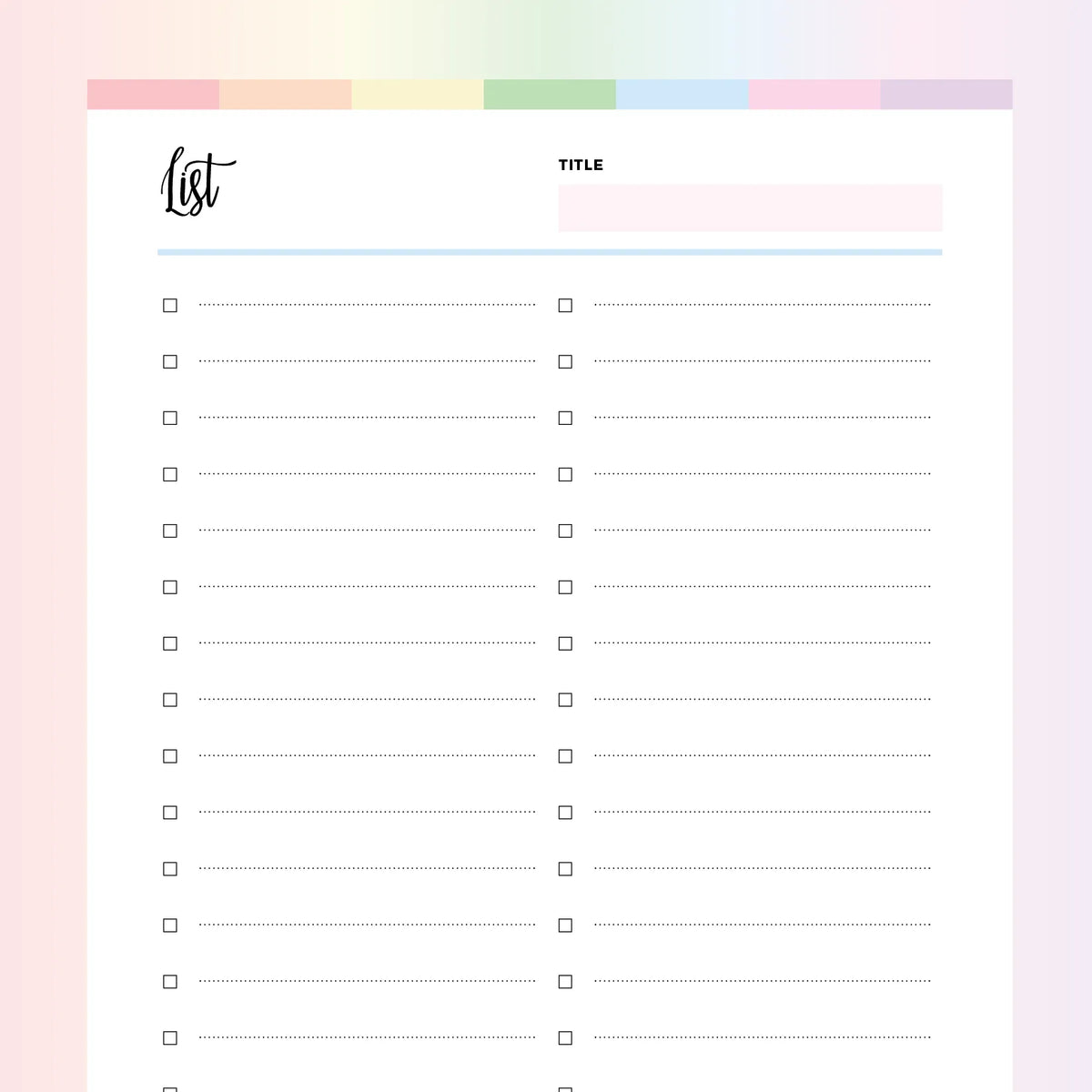 Printable Checklist | Instant Download PDF | A4 and US Letter – Plan ...
