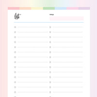 Printable Checklist - Rainbow
