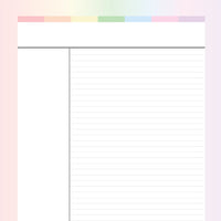 Printable Cornell Notes - Rainbow