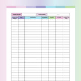 Printable Ledger Sheet PDF - Fruity Color Scheme