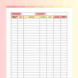 Printable Ledger Sheet PDF - Flame Color Scheme