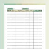 Printable Ledger Sheet PDF - Forrest Color Scheme