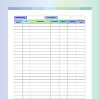 Printable Ledger Sheet PDF - Ocean Color Scheme