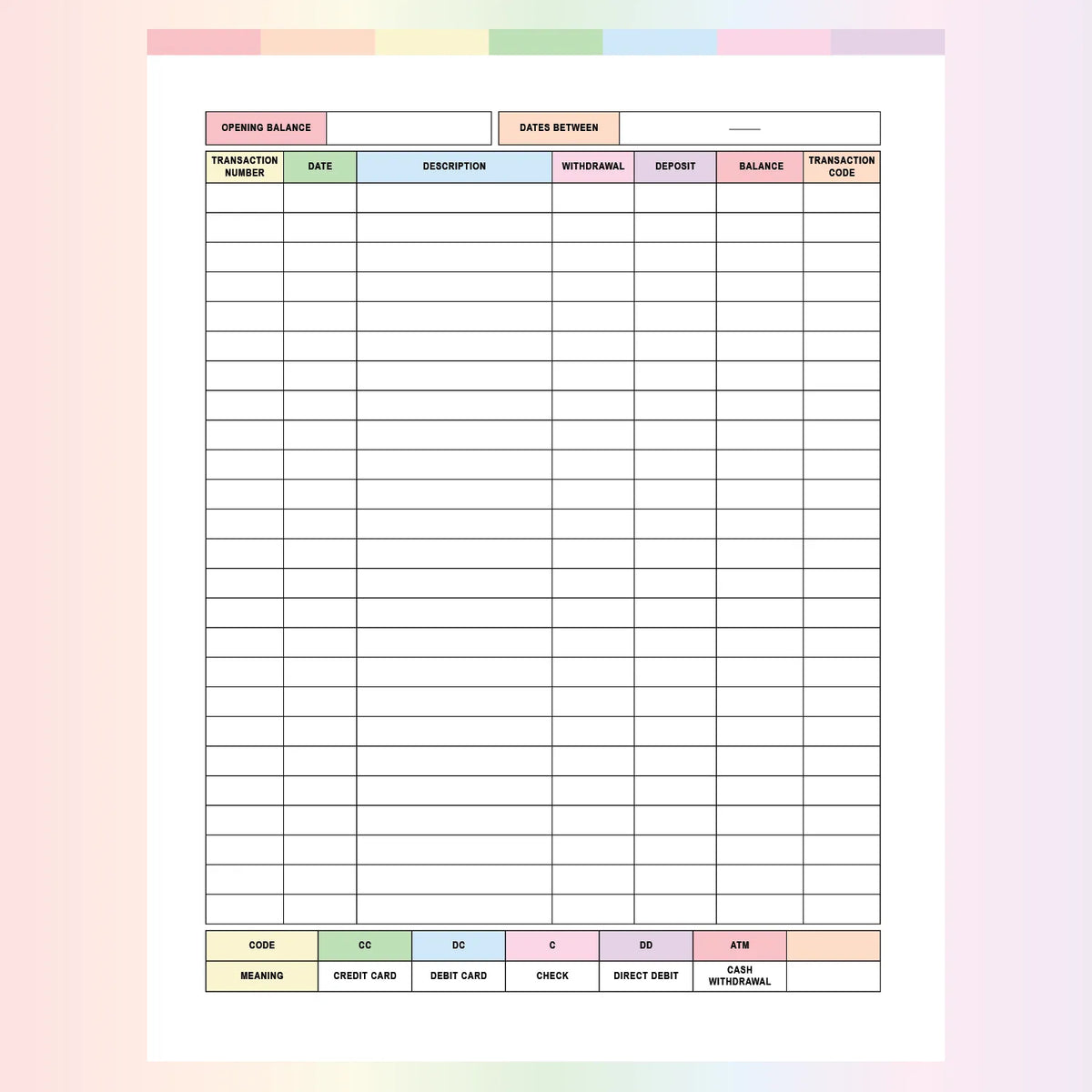 Printable Ledger Sheet PDF | A4 & US Letter Sizes | Instant Download ...