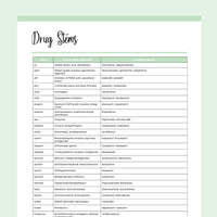 Printable Medication Cheat Sheet For Nurses - Green