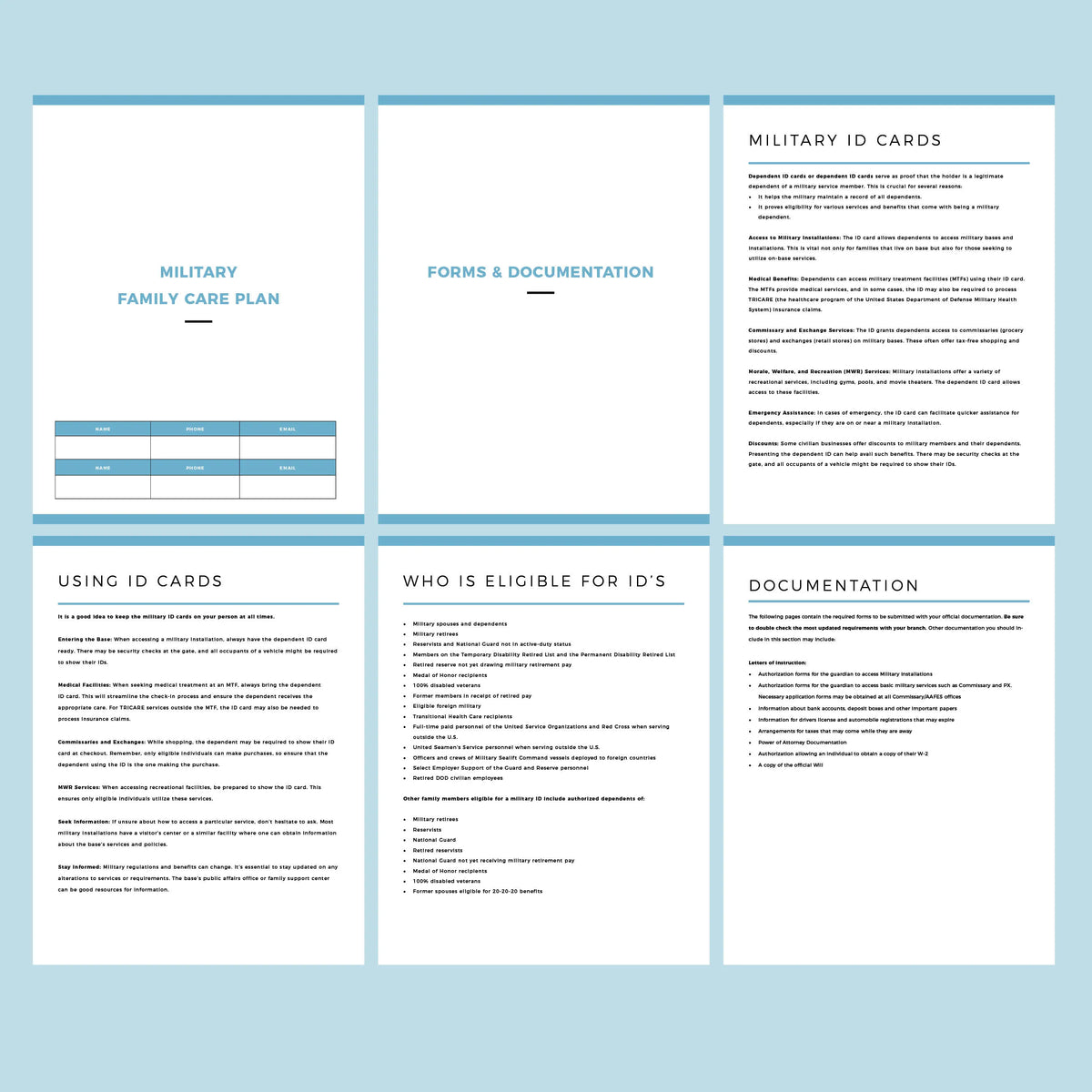 Printable Military Family Care Plan Army, Navy & Airforce Compatable