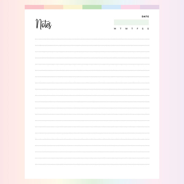 Printable Notes Template | Instant Download PDF | A4 and US Letter ...