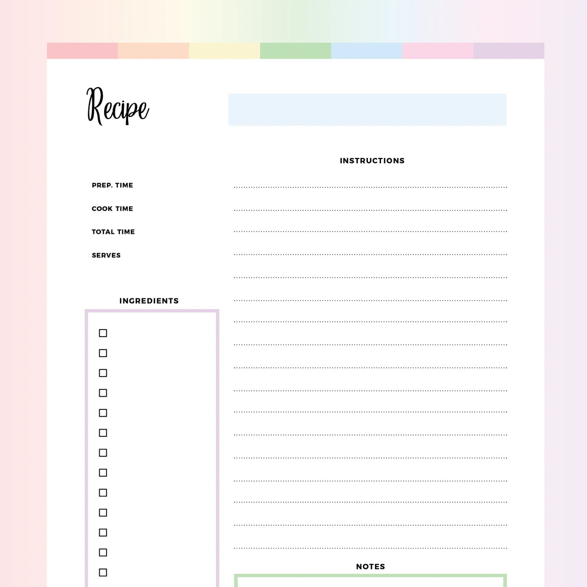 Printable Recipe Template | The Ultimate Home Recipe Book – Plan Print Land