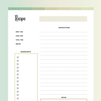 Printable Recipe Template - Forrest