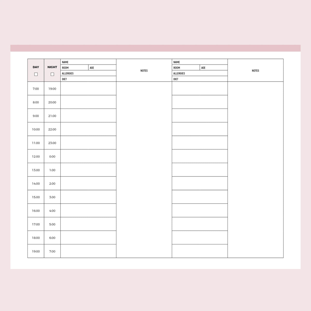 Printable Report Sheets For Nurses | A4 & US Letter Sizes | Instant ...