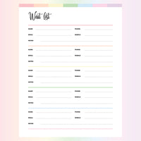 Printable Waiting List Template - Page Overview